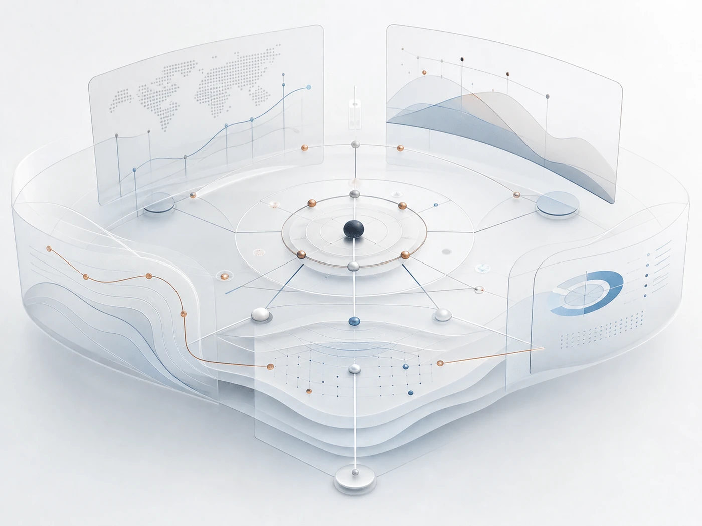 Mappa visiva di strategic intelligence, dati e decisioni aziendali